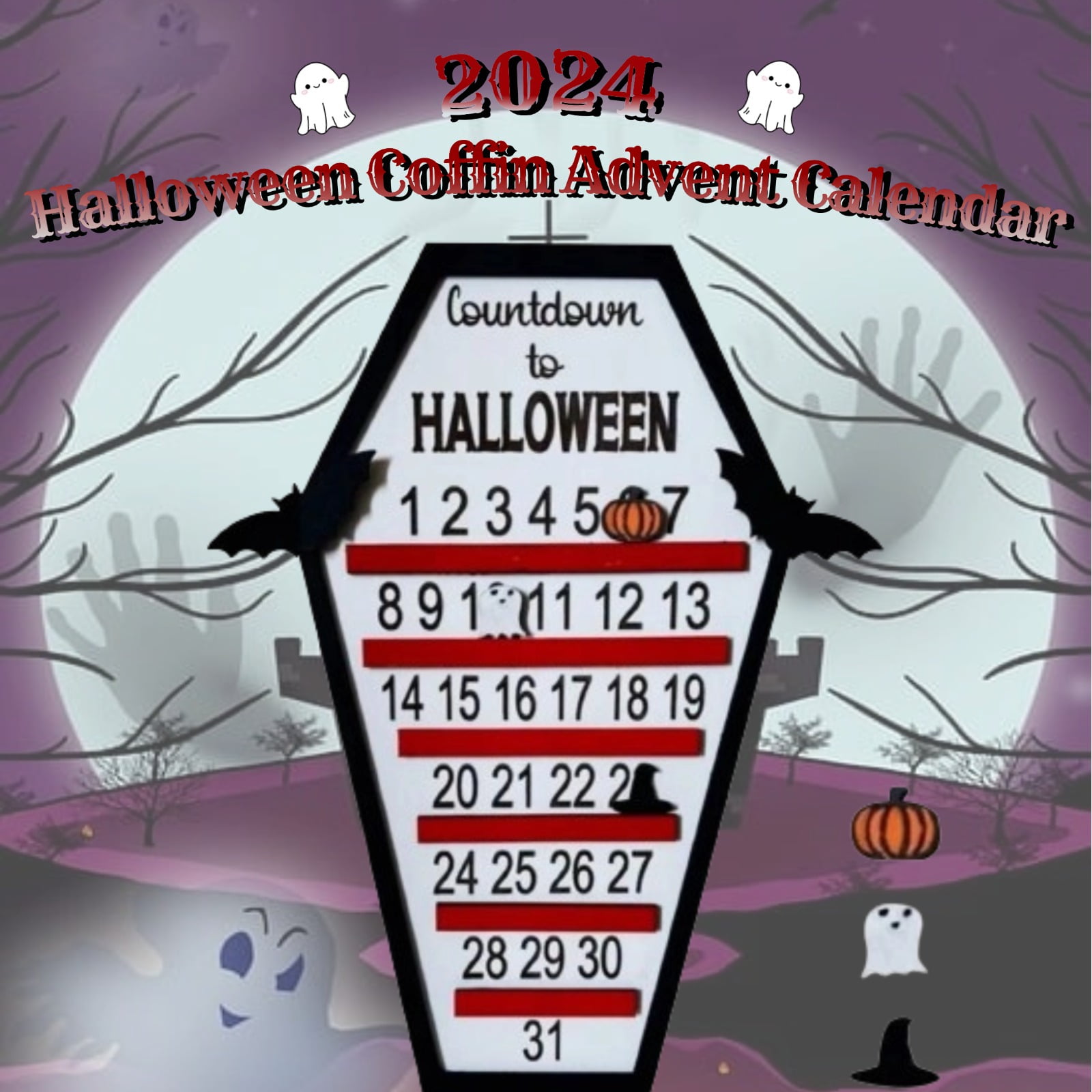 Wldoasz Halloween Advent Calendar House 2024 Coffin Design