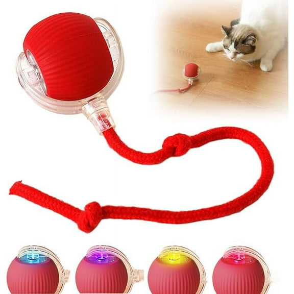 Wldoasz Interactive Dog Ball, Active Rolling Ball for Dogs, Lettuce Pets, Cat Toys Rolling Ball, Smart Interactive Dog Toys, Electric Cat Toy Ball Rechargeable (Red)
