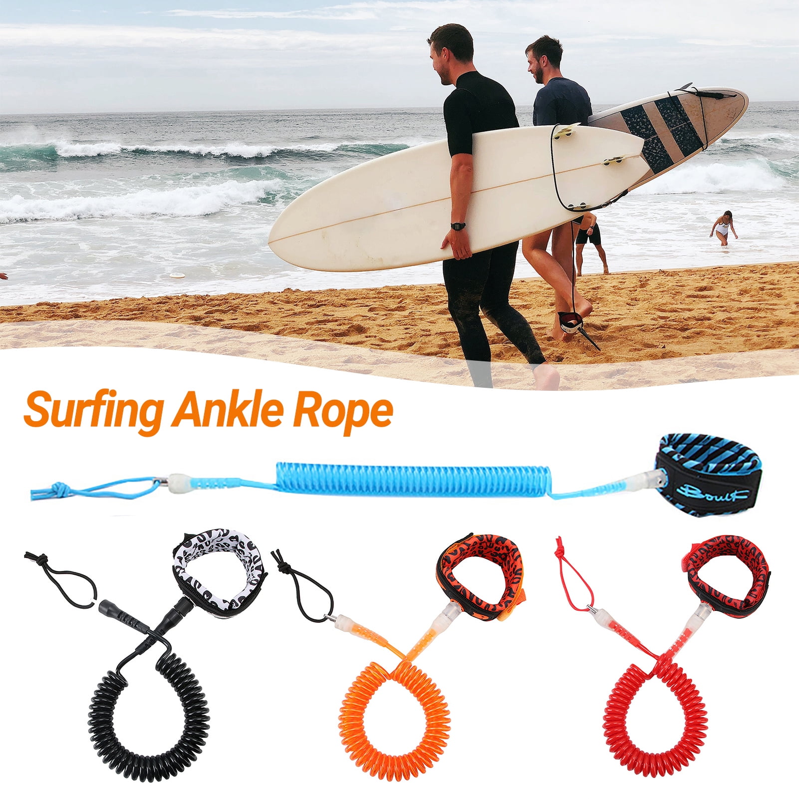 Wliqien 360 Degrees Rotation Stretchable Surfing Ankle Rope Hook Loop Fasteners Paddle Board