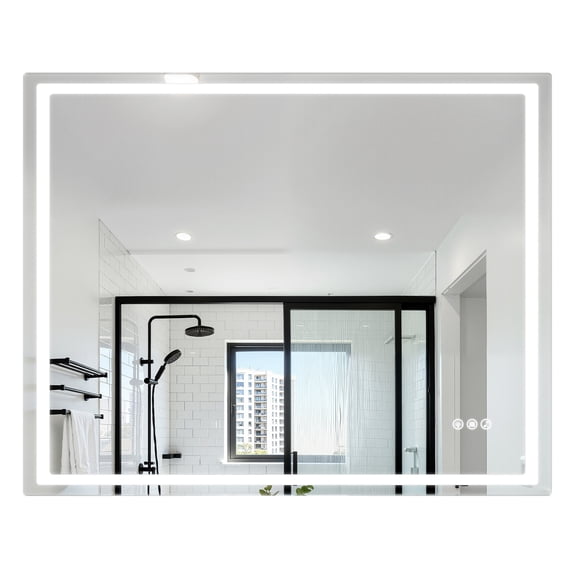 Wliqien 40"x32" LED Bathroom Mirror, Wall Mounted Vanity Mirror with Light, Bluetooth-Compatible Speaker, Anti Fog Smart Vanity Mirror with Memory