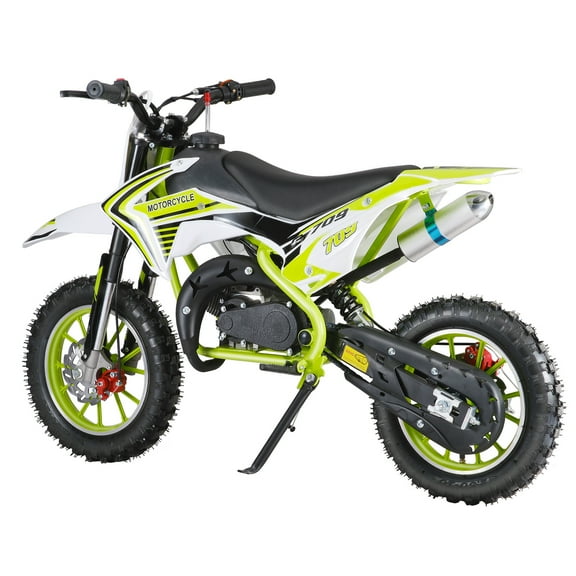 Wliqien 49cc 2-Stroke Kids Dirt Bike, Gas Power Motocross, Off Road Mini Motorcycle, Children Pocket Motorbike with Front Rear Disc Brakes (Green)