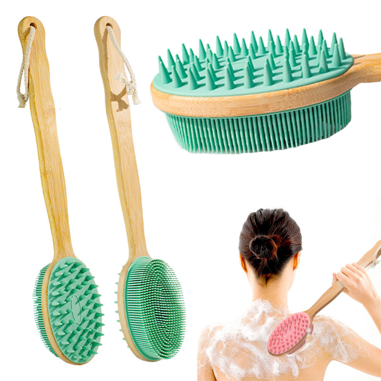 Wliqien Bath Brush Gentle Easy to Clean Silicone Back Scrubber Shower ...