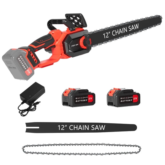 Wliqien Electric Chainsaw with 2 Batteries, Charger, Lightweight Tree Trimming Wood Cutting Cordless Chain Saw, Mini Handheld Chain Saw for Home, Garden, Courtyard