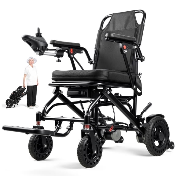 Wliqien Electric Wheelchairs for Adults, 12 Miles Travel Range, 250W Dual Motors, Lightweight 33Lbs, 250WH Battery, Folding Motorized Wheelchair for Seniors, All-Terrain, Airline Approval
