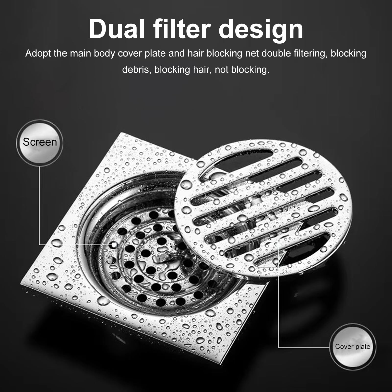Wliqien Floor Drain Double Filter Design Antiodor Antiblocking
