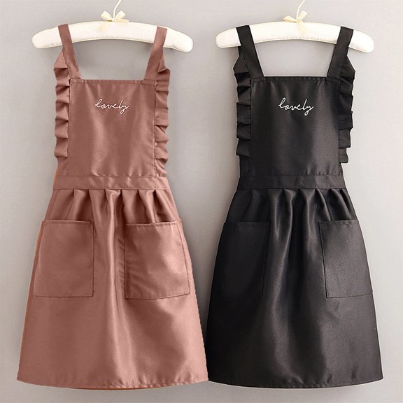 Wliqien Kitchen Apron with Pockets Strap Adjustable Breathable Thin Ladies Princess Skirt Coffee Garden Work Clothes Daily Use