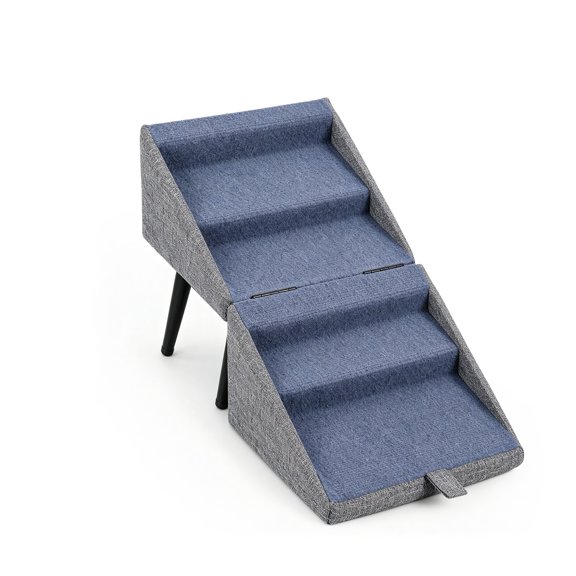 Wliqien Pet Stairs for Small and Medium Dogs, 2-in-1 Pet Stool Ladder, Non-Slip Base Stair Bench, Foldable Space-Saving with Easy Assembly, for Senior & Joint Problem Pets