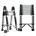 thumbnail image 1 of Wliqien Telescoping Extension Ladder, Stainless Steel Folding Telescopic Ladder with Locking Mechanism, Multi-Purpose Collapsible Ladder for Home or RV Outdoor Work, Heavy Duty 330 lbs Load, 1 of 8