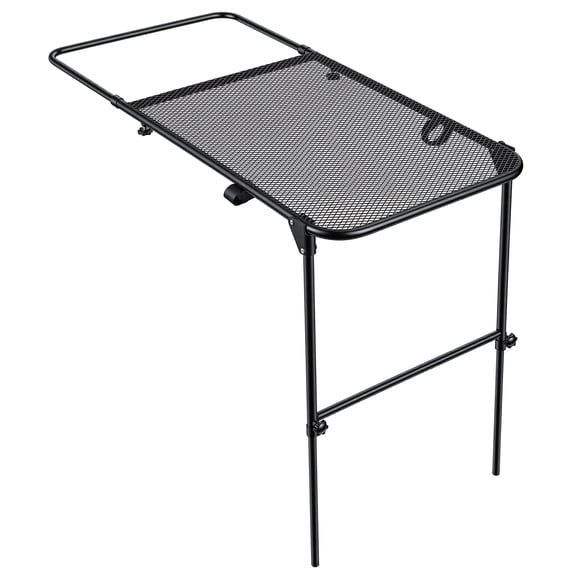 Wliqien Tire Mount Camping Desk, Adjustable Height Steel Folding Desk for Tailgate Parties Picnic Outdoor Cooking, No Tool Required Installation Table Fits Car SUV Tire