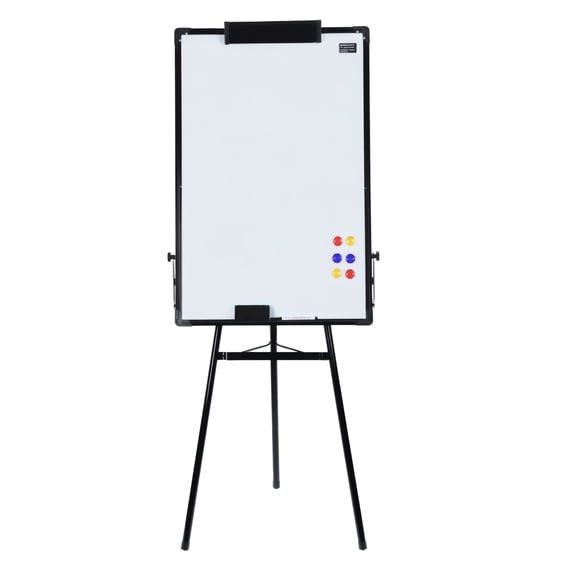 Wliqien Tripod Writing Board with Paper Clamp And Pen Storage Rack, Single-sided Foldable Magnetic Whiteboard, Smooth Writing Surface Adjustable Height Whiteboard with Non-slip Rubber Feet