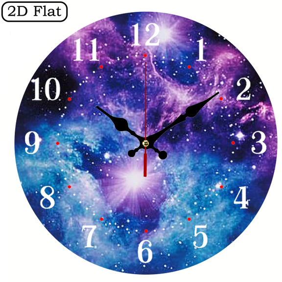 Wllo0ord 10 inch Round Wooden Wall Clock for Home Decor, blue star purple star galaxy Print, Wall hanging decor Battery Operated (AA Not Included) - Perfect for Living Room, Dorm, Bedroom, Kitchen