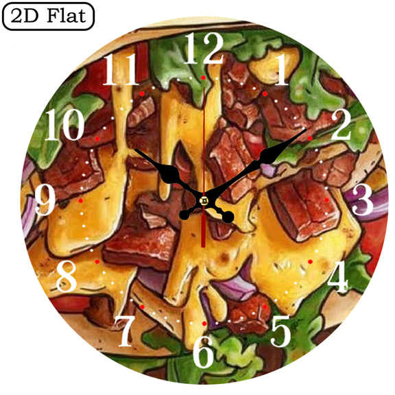 Wllo0ord 1pc Cheese Bacon Burrito Theme Wall Clock, 10 inch Wooden Wall Clock Perfect for Living Room, Dorm, Bedroom, Kitchen, Home Office & More, Wall Clock Living Room