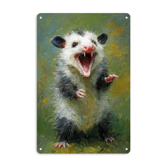 Wllo0ord 2D Flat, 1pc, Classic Style Unframed Laughing Opossum Wooden Frame Sign, Versatile Home Decor for Bedroom, Living Room, Office, Cafe, Bar, Classroom, Hallway, Ideal Birthday Holiday Gift