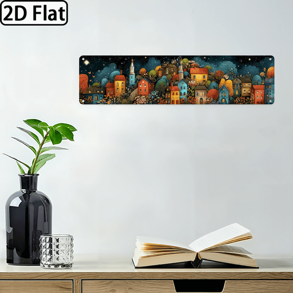 Wllo0ord 2D Flat, 1pc Hillside Lodge Vintage Metal Sign Indoor Outdoor Decorative Hanging Painting Rustic Metal, 4*16 inches For Home, Office, Cafe Decoration Perfect Gift for Housewarming