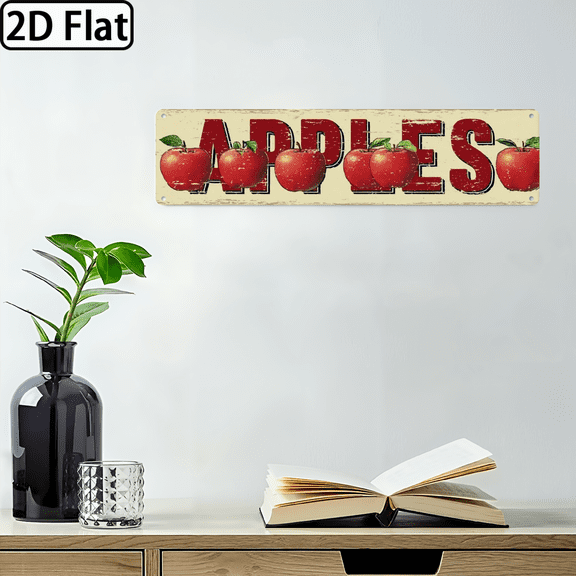 Wllo0ord 2D Flat, 1pc Retro Apple Orchard Metal Sign, 4x16 Inch Wall Decor for Home, Garage, Restaurant, Bar - Versatile, Decorative Sign, Plaque