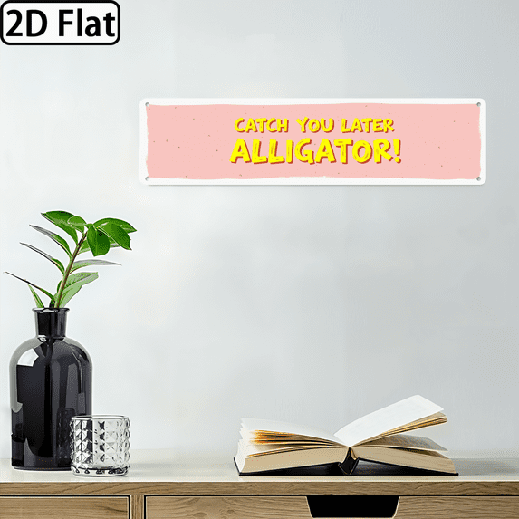 Wllo0ord 2D Flat, 1pc Retro Metal Sign Vintage Distressed Wall Art with Bold Yellow Lettering, Weather-Resistant Indoor Outdoor Decor for Porch, Garden, Kitchen 4*16 inch