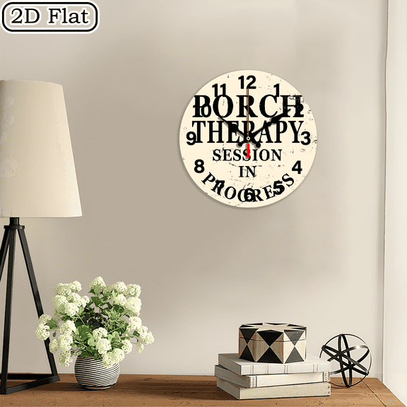 Wllo0ord 2D Flat 1pc Vintage 'Porch Relax Session Design Silent Wall Clock - Wooden, Ideal for home, Office Decor, Perfect Christmas or New Year Gift, Room Decoration, Birthday Gift for Lovers 10Inch
