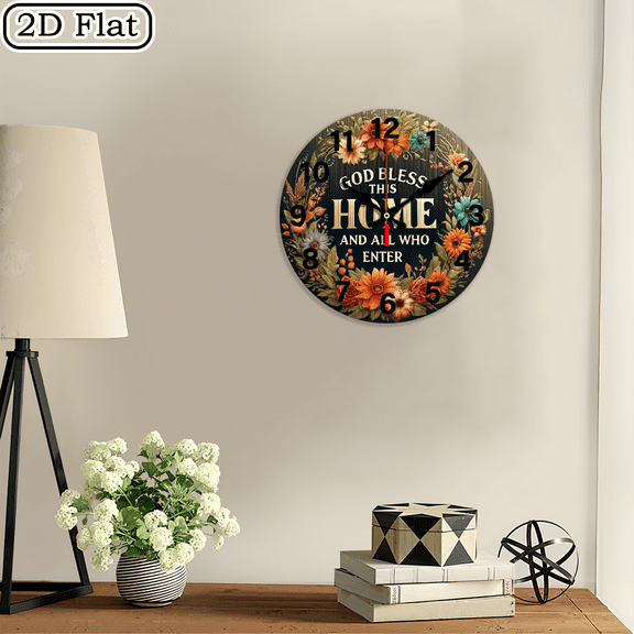 Wllo0ord 2D Flat 1pc home Design Silent Wall Clock - Wooden, Ideal for home, Office Decor, Perfect Christmas or New Year Gift, Room Decoration, Birthday Gift for Lovers 10Inch