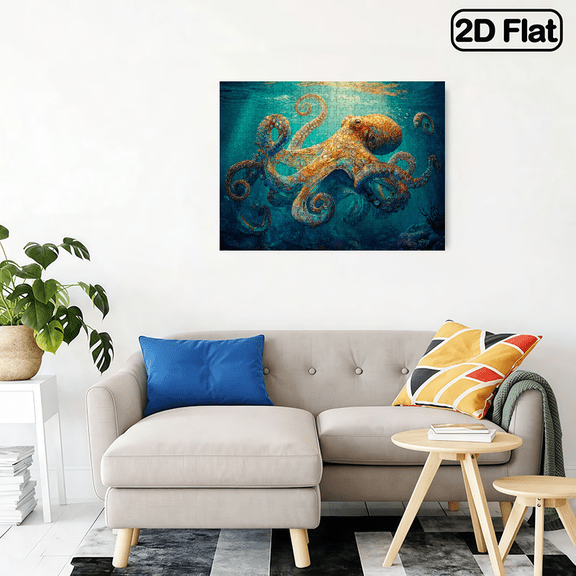Wllo0ord 500pcs Octopus Jigsaw Puzzle for Adults - Vibrant Underwater Scene with Intricate Tentacles, Premium Cutouts for Wall Art Decor, Family Game Night Gift for Ocean Lovers,20.4*14.9 in.
