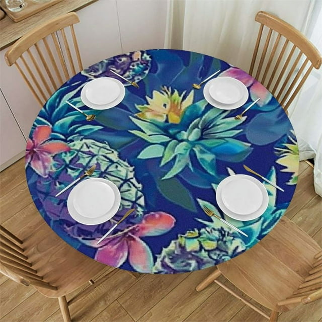 Wllo0ord Round Fitted Tablecloth with Elastic Edge Print Polyester