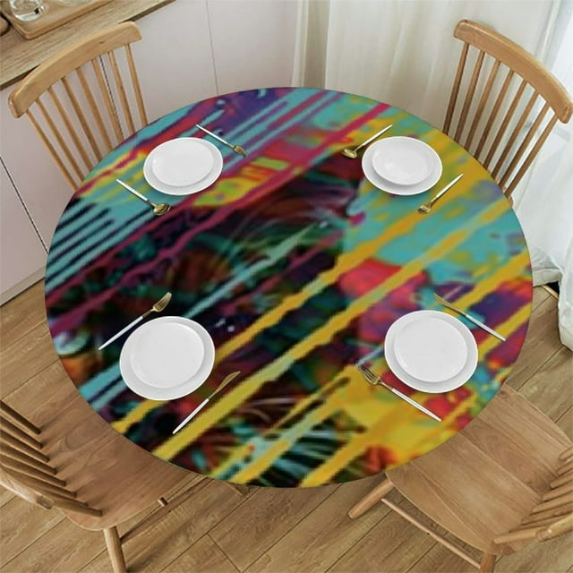 Wllo0ord Round Tablecloth with Backing Table Cloth Waterproof Oil-Proof ...