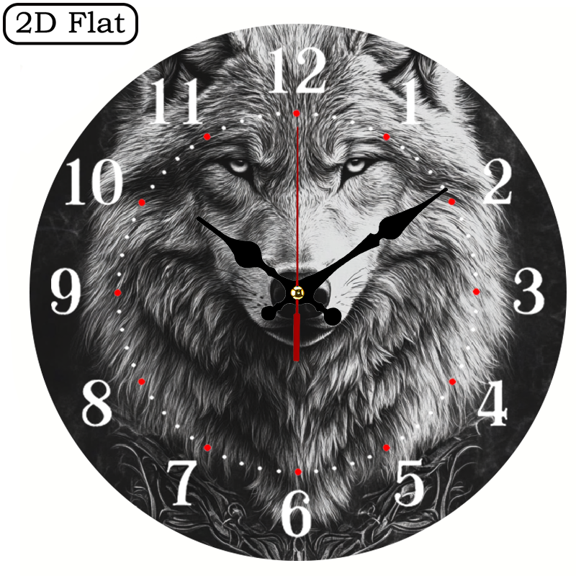 Wllo0ord Round Wooden Wall Clock for Home Decor, wolf Print, Wall art Decor, Perfect for Living Room, Dorm, Bedroom, Kitchen, Home Office & More, Wall Clock Living Room