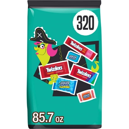 Jolly Rancher and Twizzlers Assorted Fruit Flavored Halloween Candy, Bulk Bag 85.7 oz, 320 Pieces