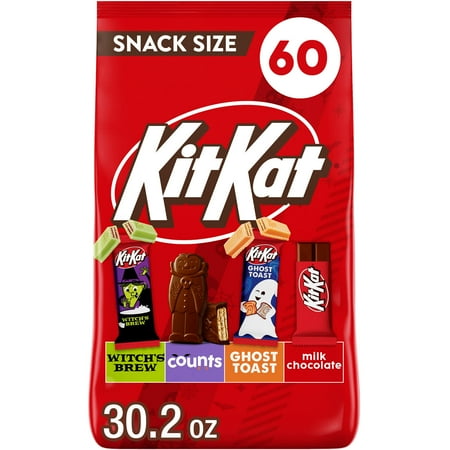 KIT KAT® Assorted Flavored Wafer Snack Size, Halloween Candy Bulk Bag, 30.2 oz (60 Pieces)
