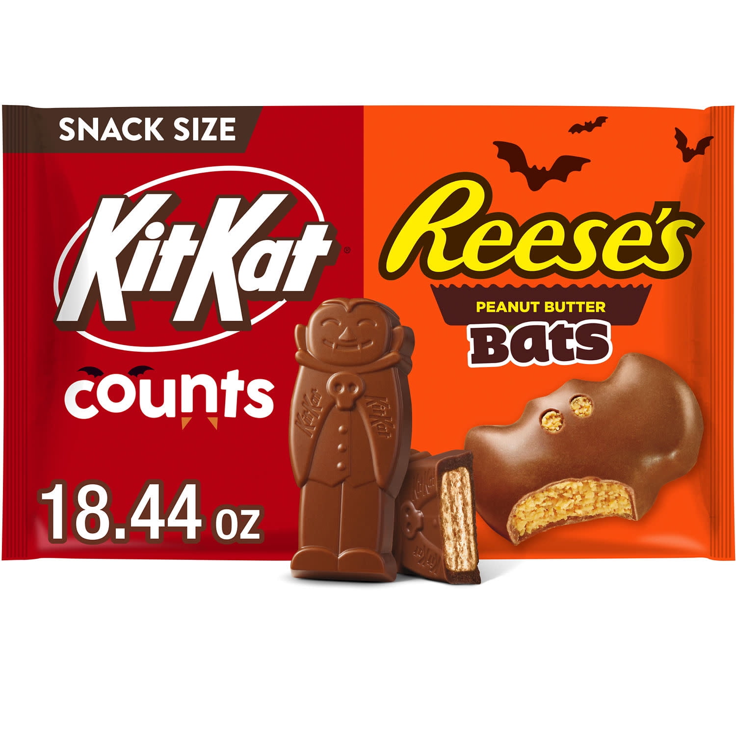 Kit Kat And Reese's Assorted Milk Chocolate Snack Size Halloween Candy, Bag 18.44 oz, 30 Pieces