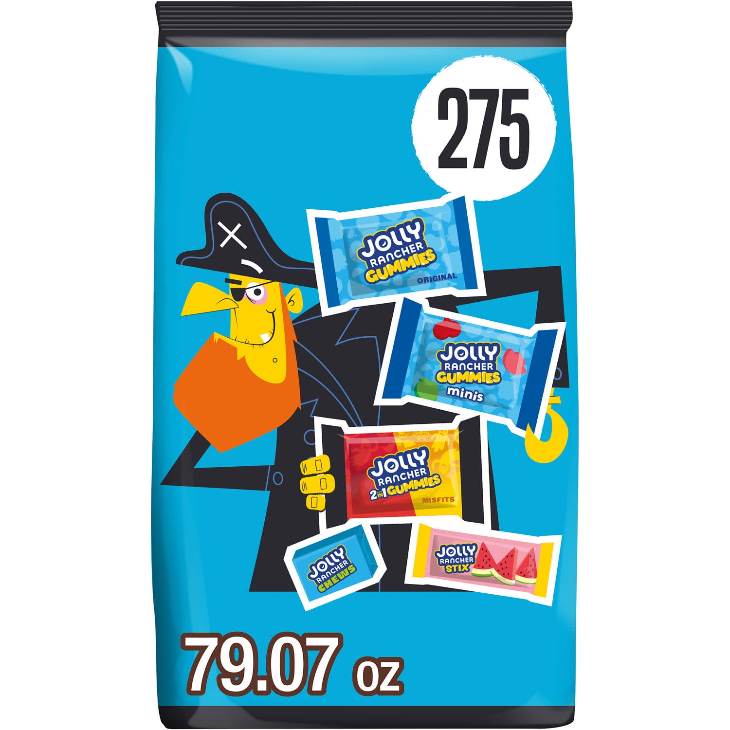 Jolly Rancher Assorted Fruit Flavored Halloween Candy, Bulk Bag 79.07 oz, 275 Pieces