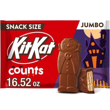 Kit Kat Milk Chocolate Wafer Snack Size Counts Halloween Candy, Jumbo Bag 16.52 oz