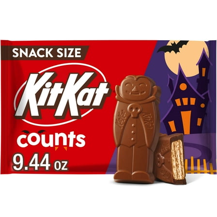 Kit Kat Milk Chocolate Wafer Snack Size Counts Halloween Candy, Bag 9.44 oz