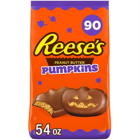 REESE'S Milk Chocolate Snack Size Peanut Butter Cups, Halloween Candy Bulk Bag, 54 oz (90 Pieces)