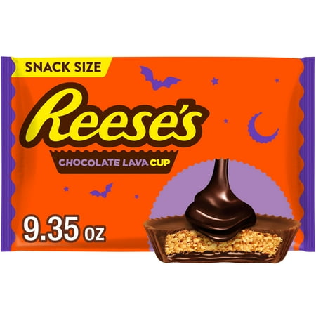Reese's Chocolate Lava Milk Chocolate Snack Size Peanut Butter Cups Halloween Candy, Bag 9.35 oz