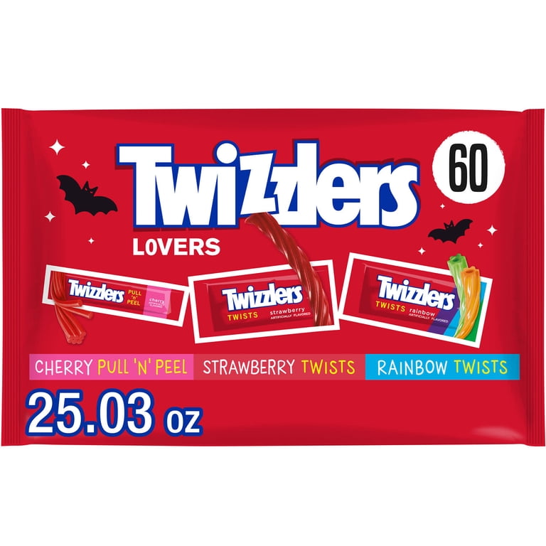 Twizzlers, Assorted Fruit Flavored Chewy Candy, Bag 25.3 oz, 60
