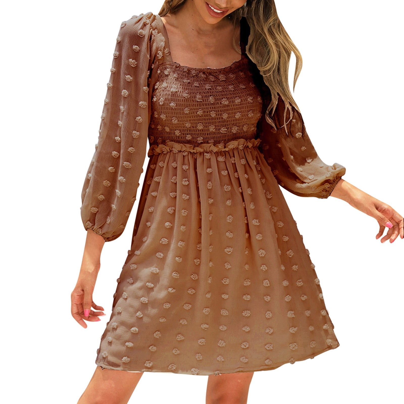 Coffee coloured polka dot dress deals