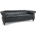 Wlvos 84" Leather Chesterfield Sofas for Living Room, Rolled Arm 3