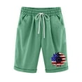 thumbnail image 1 of Wlylongift Event price Womens Comfy Drawstring Plus Size Cotton Linen Pant Casual Elastic Waist Pocketed Shorts USA Flag Pants for women, 1 of 6