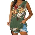 thumbnail image 1 of Wlylongift Summer Tank Tops for Women Loose Fit Stripe Print V Neck Sleeveless Tops Curved Hem Flowy, 1 of 5