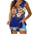 thumbnail image 1 of Wlylongift Summer Tank Tops for Women Loose Fit Stripe Print V Neck Sleeveless Tops Curved Hem Flowy, 1 of 5