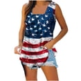 thumbnail image 1 of Wlylongift Summer Tops for Women Sleeveless Square Neck American Flag Girs T shirt Loose Fit Casual Tank Tunic Blouse XXL, 1 of 5