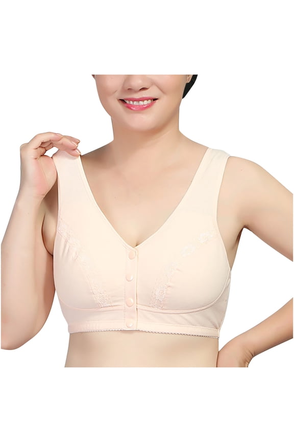 Women Solid Sleeveless Plus Size Lingerie Front Four With Button Comfortable exercise Wide Strap Tank Bra