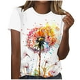 thumbnail image 1 of Wlylongift Women's Summer Casual Round Neck Sequins Top Sunflower Print Short Sleeve Blouse Independence Day, 1 of 3