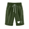 thumbnail image 1 of Wlylongift Women's Summer Heart Printed Five Points Large Size Cotton Linen Straight-Leg Pants Casual Girsl Pants Shorts, 1 of 6
