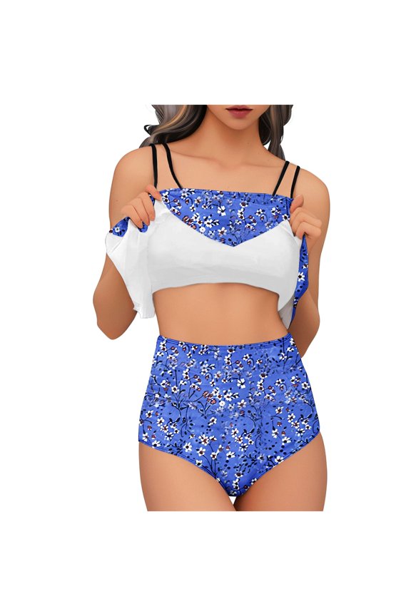 Women's Summer Tankini Swimsuits Top with Triangle Briefs Bikini Sets