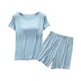 thumbnail image 1 of Wlylongift Women's Two Piece Tracksuits Outfits Hawaiian Casual Shirt and Shorts Set Light for girls home wear pajamas, 1 of 9