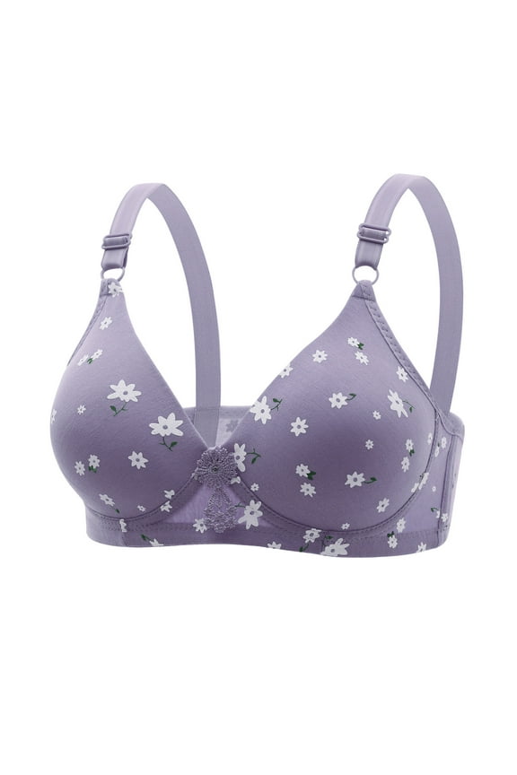 Women's floral Comfort Lightly Lined Seamless Wireless Triangle Bralette Bra