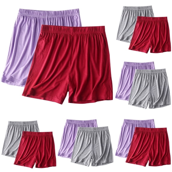 Wlynlyn 2PC Womens Pajama Shorts Soft Pjs Bottoms Straight Wide Leg Shorts Plus Size High Waisted Sleep Shorts