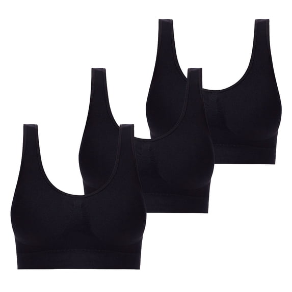 Wlynlyn 3 Pack Plus Size Sport Bras for Women Wireless Push up Bras No Underwire Padded Sleep Everyday Bras X-Large