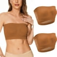 thumbnail image 1 of Wlynlyn 3PC Strapless Bra Women Seamless Stretchy Bralettes Wireless Tube Tops Bra Plus Size Push up Bras(Brown,XX-Large), 1 of 9